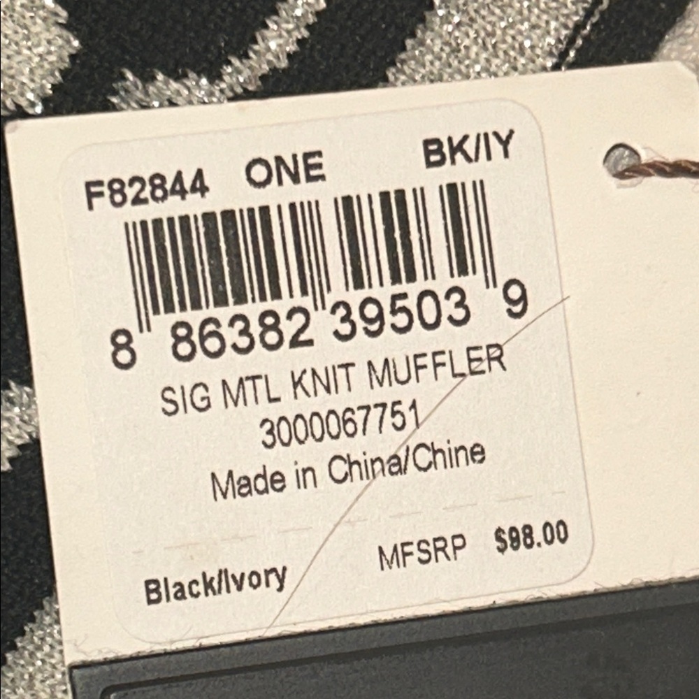 Coach Monogram Black and White Knit Muffler Scarf - Picture 4 of 6